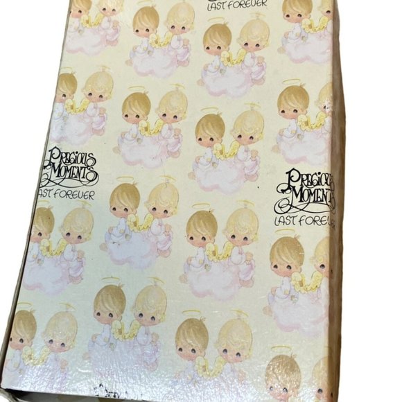 1995 Enesco Precious Moments - Girl Holding Red/ White Stocking Figurine #169951 - Picture 8 of 11